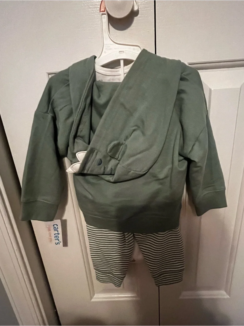 Carter's Green Zip-Up Hooded Sweatshirt Set 9 Months